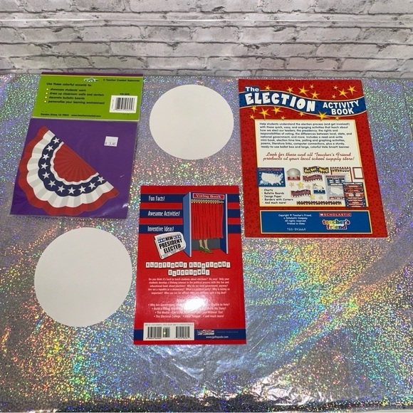 ELECTION Resources Lot of 2 Activity Books and Patriotic Bunting Accents - Picture 2 of 16